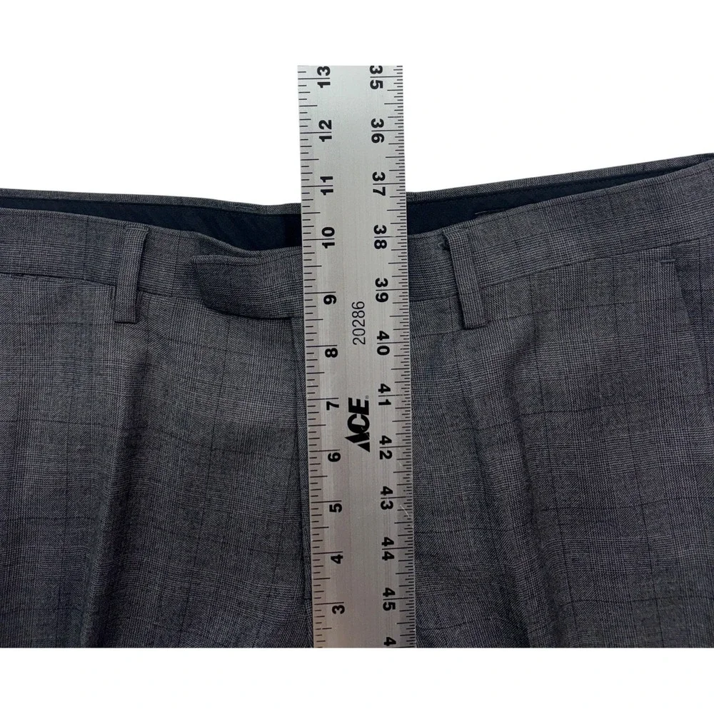 Banana Republic 38R 31x29 Gray Burgundy Plaid 2pc Pant Suit Flat Front Slim Fit